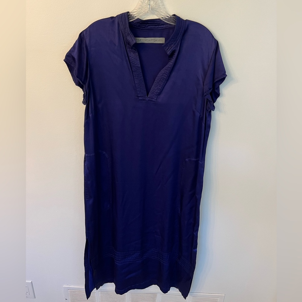 Miguel Allegra Navy Blue Silk Dress